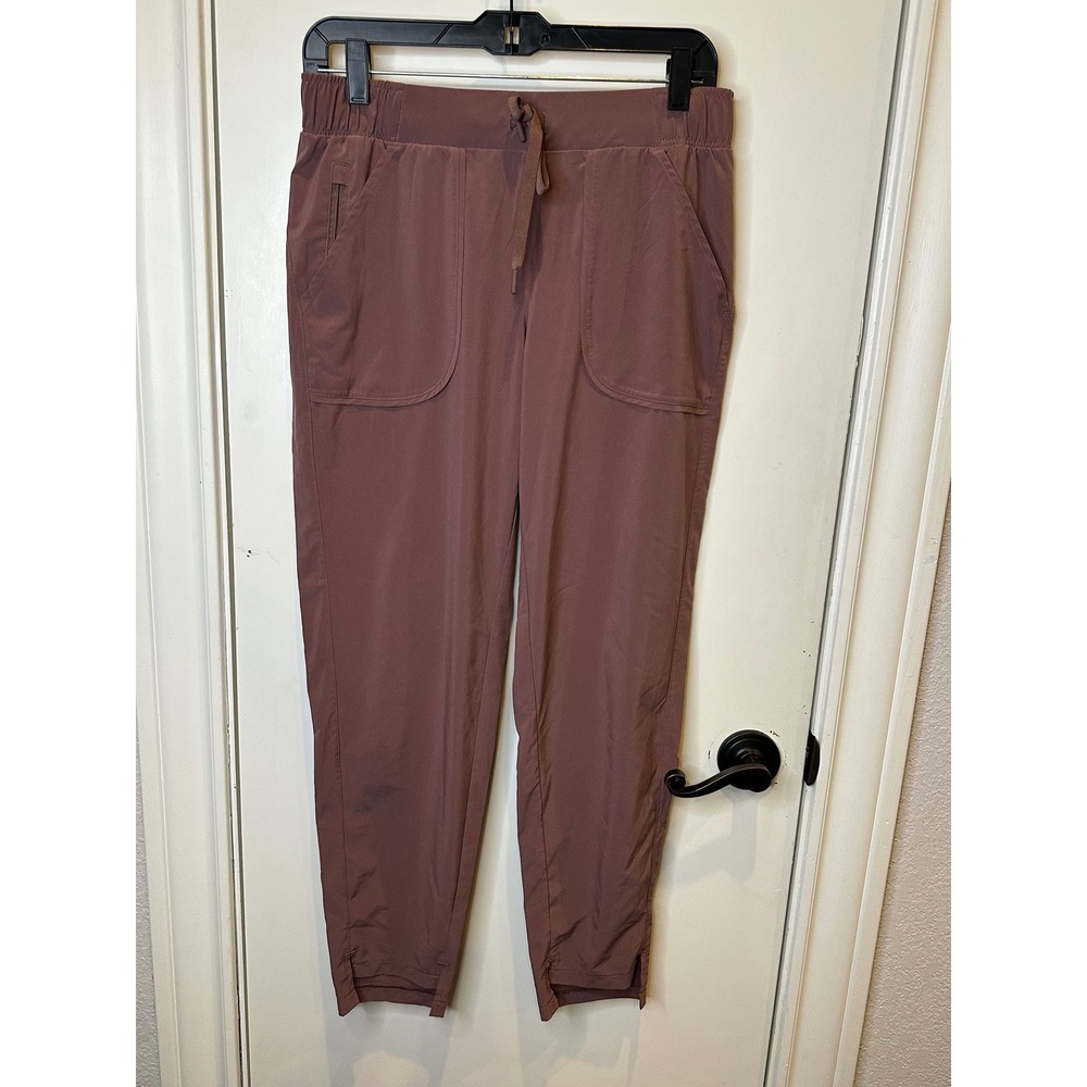 All in Motion Womens Stretch Woven Joggers Mauve Plum Drawstring Pants Size S
